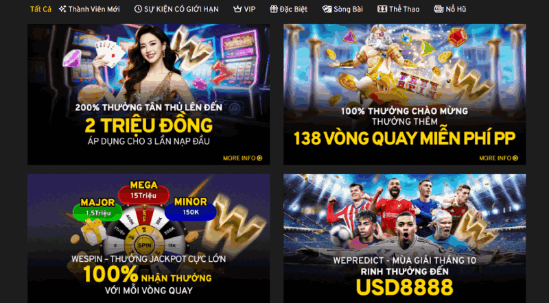 top khuyến mãi We88