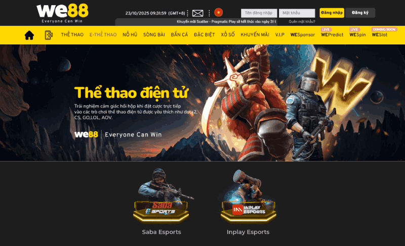 sảnh esport cá cược LOL We88